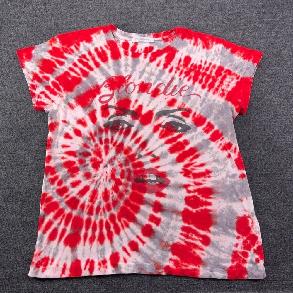 Daydreamer Blondie Tie Dye Graphic T-Shirt Red Grey‎ Debbie Harry Mens Medium